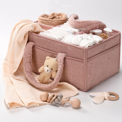 Sherpa Exterior Baby Diaper Caddy Organizer for Changing Table