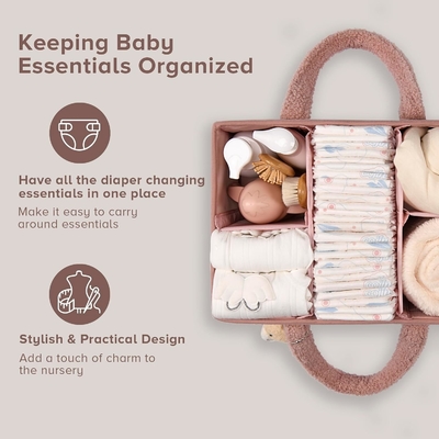 Sherpa Exterior Baby Diaper Caddy Organizer for Changing Table