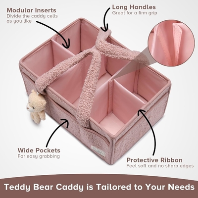 Sherpa Exterior Baby Diaper Caddy Organizer for Changing Table