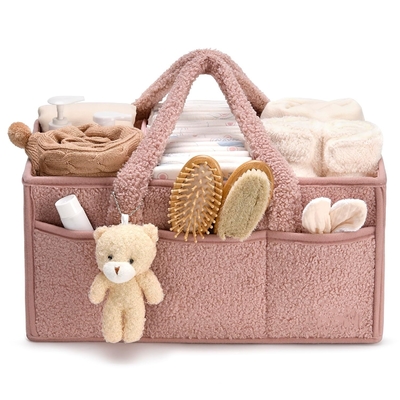 Sherpa Exterior Baby Diaper Caddy Organizer for Changing Table