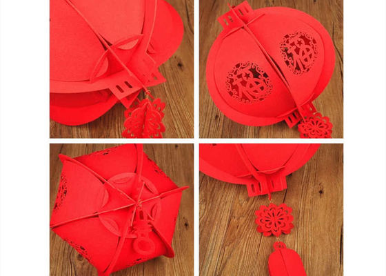 30*7cm Groove Patterns Chinese Festival Felt Celebration Paper Lantern