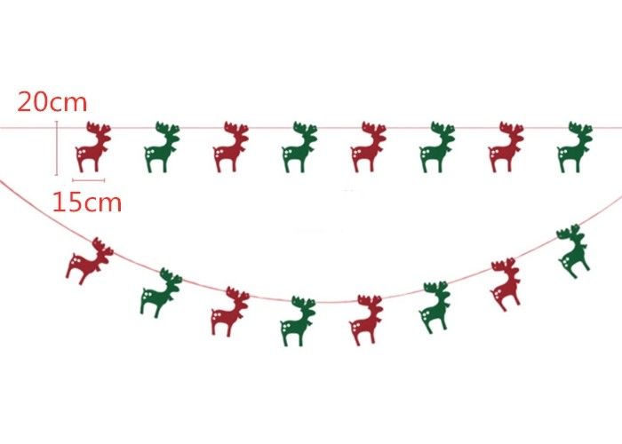 Flat Deer Pattern Felt Christmas Decorations 21*15 Cm Easy Wall Hung Installation